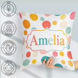 Custom Name Abstract Pastel Polka Soft Colorful Minimal Seamless Square Filled Cushion Throw Pillow Sofa Bed Home Decor Zip Washable UK Made