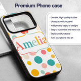Abstract Pastel Polka Dot Soft Colorful Minimal Custom Name Protective Phone Case Mobile Cover Durable Everyday Smartphone Shock Resistant