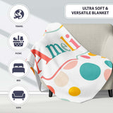 Abstract Pastel Polka Dot Soft Colorful Minimal Seamless Pattern  Personalised Custom Name Super Soft Fleece Blanket Bed Sofa Throw