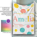 Abstract Pastel Polka Dot Soft Colorful Minimal Seamless Pattern  Personalised Custom Name Super Soft Fleece Blanket Bed Sofa Throw