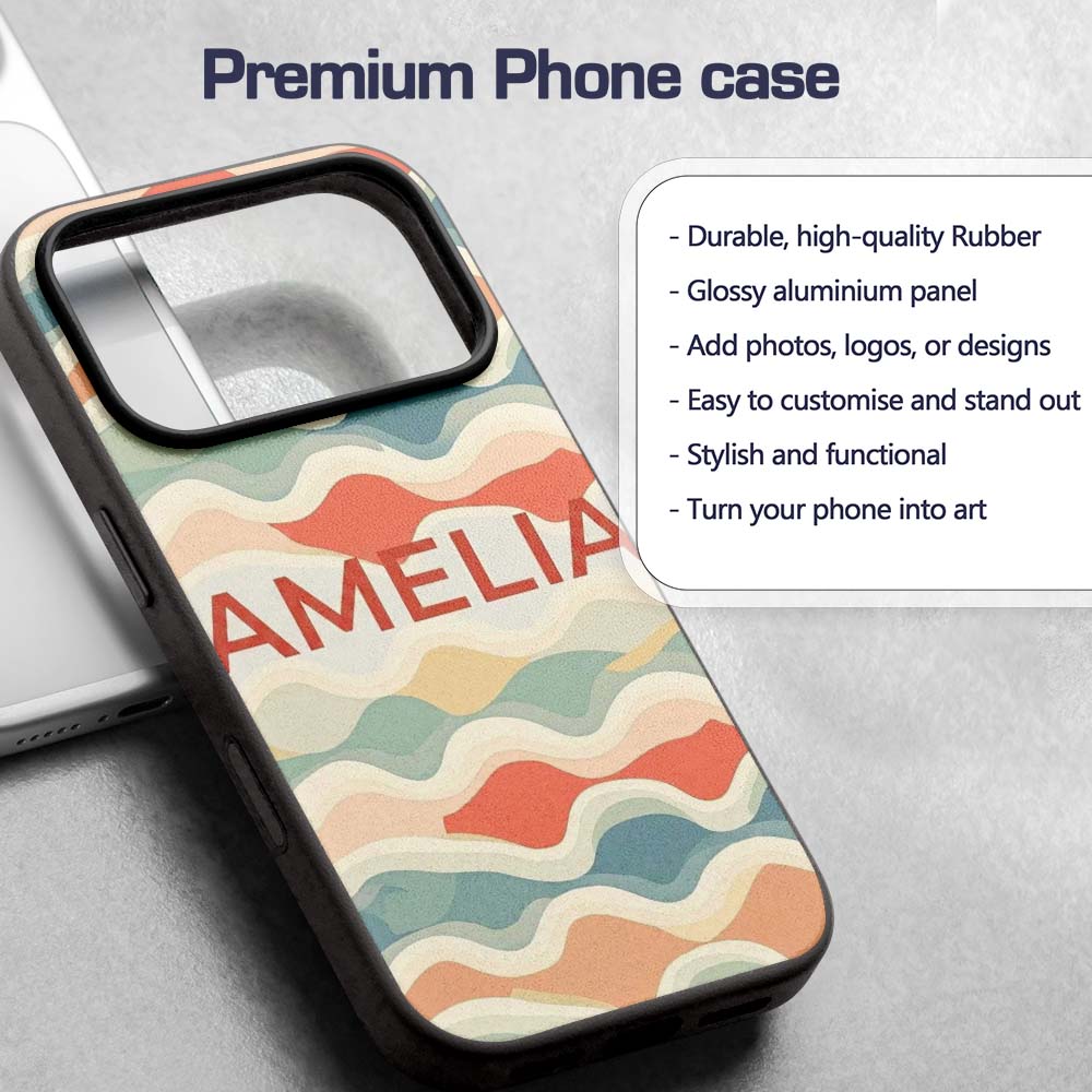 Abstract Layered Wavy Lines Soft Pastel Flowing Custom Name Protective Phone Case Mobile Cover Durable Everyday Smartphone Shock Resistant