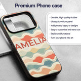 Abstract Layered Wavy Lines Soft Pastel Flowing Custom Name Protective Phone Case Mobile Cover Durable Everyday Smartphone Shock Resistant