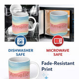 Personalized Custom Name Abstract Soft Gradient Wave Lines Pastel Flow Seamless Pattern Name 11oz Ceramic Coffee Tea Mug White Large Handle