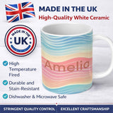 Personalized Custom Name Abstract Soft Gradient Wave Lines Pastel Flow Seamless Pattern Name 11oz Ceramic Coffee Tea Mug White Large Handle