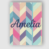 Personalised Name Abstract Pastel Chevron Custom  Unique Gift Idea Elegant Feature Canvas Wall Art Print Decor Picture Ready to Hang