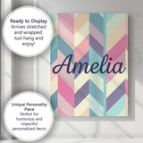 Personalised Name Abstract Pastel Chevron Custom  Unique Gift Idea Elegant Feature Canvas Wall Art Print Decor Picture Ready to Hang
