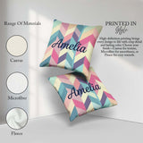 Custom Name Abstract Pastel Chevron Geometric Soft Angled Shapes Square Filled Cushion Throw Pillow Sofa Bed Home Decor Zip Washable UK Made