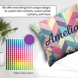 Custom Name Abstract Pastel Chevron Geometric Soft Angled Shapes Square Filled Cushion Throw Pillow Sofa Bed Home Decor Zip Washable UK Made