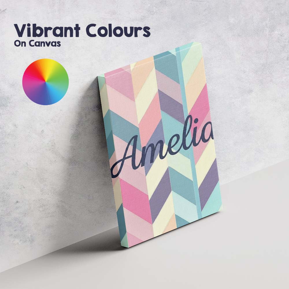 Personalised Name Abstract Pastel Chevron Custom  Unique Gift Idea Elegant Feature Canvas Wall Art Print Decor Picture Ready to Hang