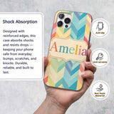 Abstract Multicolor Chevron Stripe Soft Pastel Custom Name Protective Phone Case Mobile Cover Durable Everyday Smartphone Shock Resistant