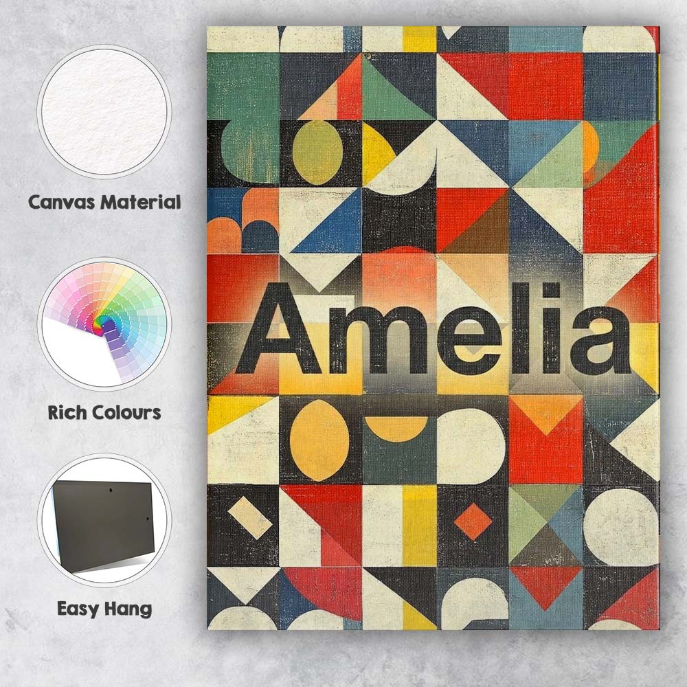 Personalised Name Abstract Geometric Custom Premium Decorative Design Modern Room Accent Canvas Wall Art Print Decor Picture Ready to Hang