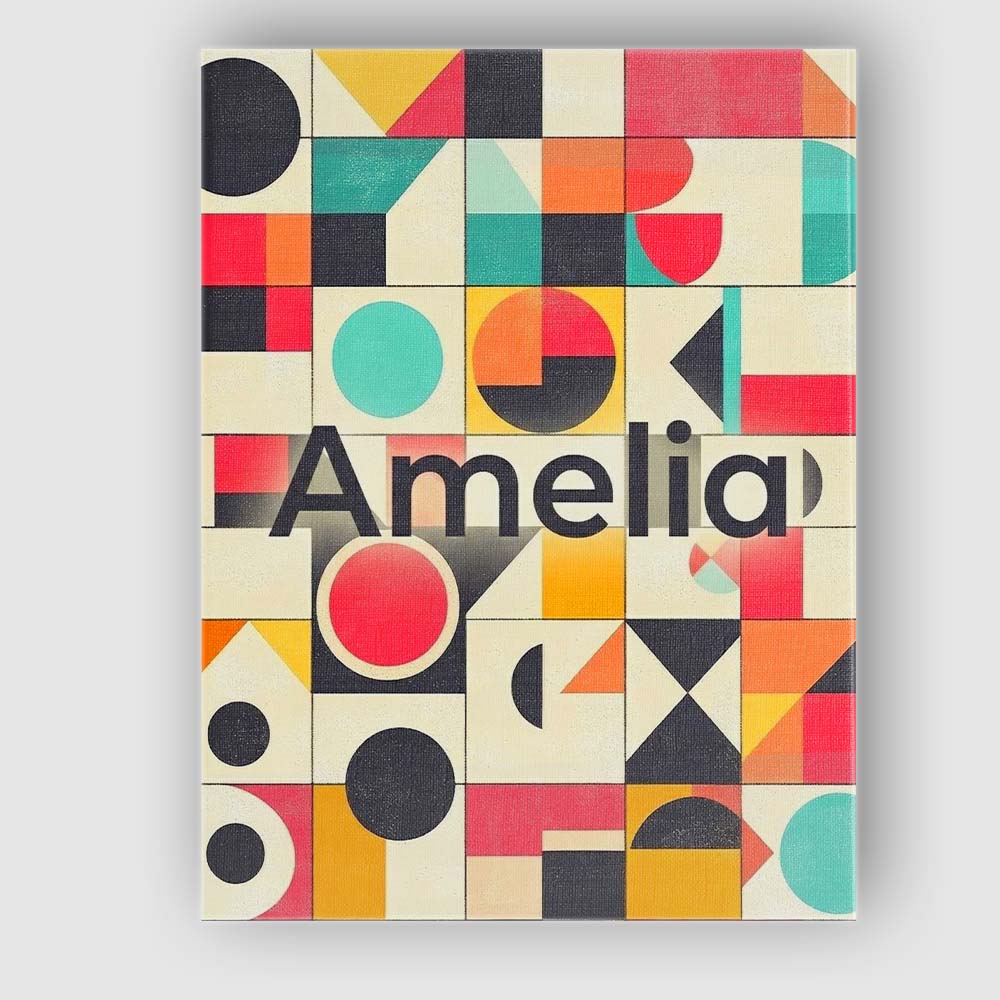Personalised Name Abstract Bauhaus Geometric Custom Bespoke  Contemporary Display Canvas Wall Art Print Decor Picture Ready to Hang