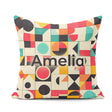 Custom Name Abstract Bauhaus Geometric Color Block Grid Seamless Square Filled Cushion Throw Pillow Sofa Bed Home Decor Zip Washable UK Made