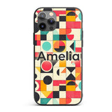 Abstract Bauhaus Geometric Color Printed Design Custom Name Protective Phone Case Mobile Cover Durable Everyday Smartphone Shock Resistant