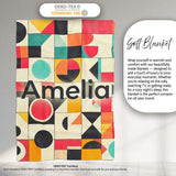 Abstract Bauhaus Geometric Color Block Grid Seamless Pattern Name  Personalised Custom Name Super Soft Fleece Blanket Bed Sofa Throw