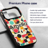 Abstract Bauhaus Geometric Color Printed Design Custom Name Protective Phone Case Mobile Cover Durable Everyday Smartphone Shock Resistant