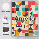 Personalised Name Abstract Bauhaus Geometric Custom Bespoke  Contemporary Display Canvas Wall Art Print Decor Picture Ready to Hang