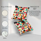 Custom Name Abstract Bauhaus Geometric Color Block Grid Seamless Square Filled Cushion Throw Pillow Sofa Bed Home Decor Zip Washable UK Made
