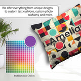 Custom Name Abstract Bauhaus Geometric Color Block Grid Seamless Square Filled Cushion Throw Pillow Sofa Bed Home Decor Zip Washable UK Made