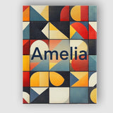 Personalised Name Abstract Bold Geometric Custom  Unique Gift Idea Elegant Feature Canvas Wall Art Print Decor Picture Ready to Hang
