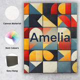 Personalised Name Abstract Bold Geometric Custom  Unique Gift Idea Elegant Feature Canvas Wall Art Print Decor Picture Ready to Hang