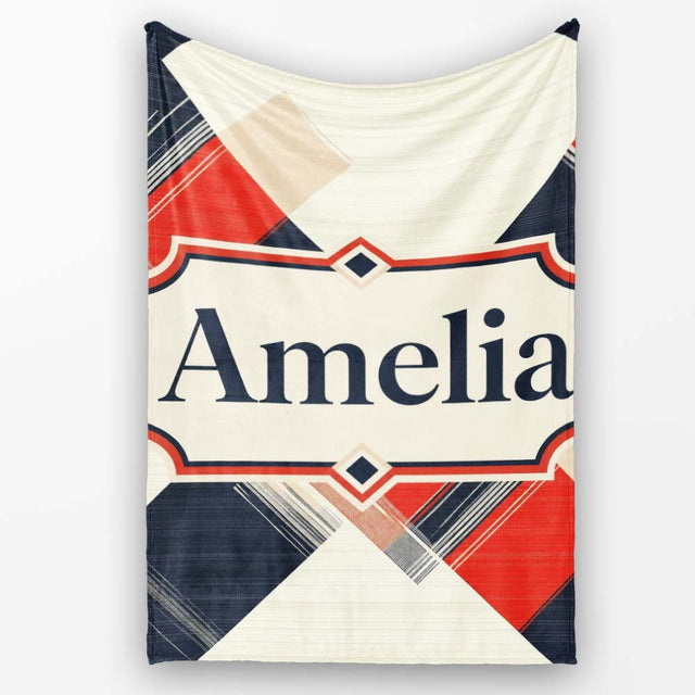 Abstract Inspired Patchwork Stripes Modern Seamless Pattern Name  Personalised Custom Name Super Soft Fleece Blanket Bed Sofa Throw