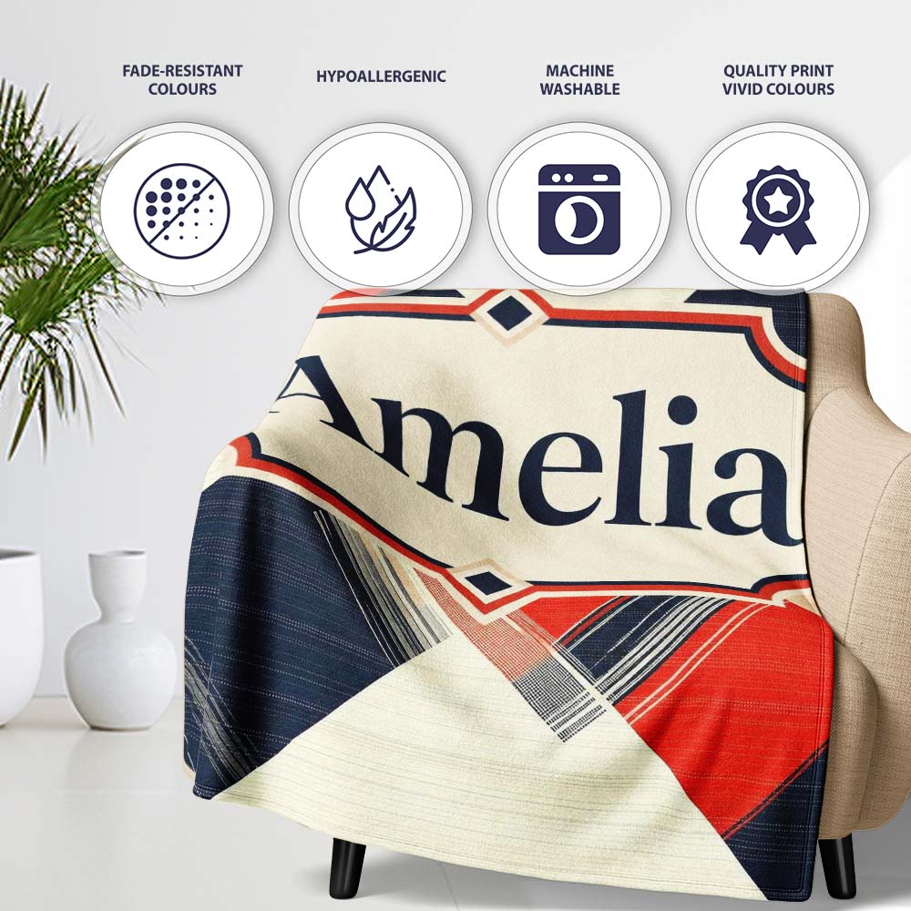 Abstract Inspired Patchwork Stripes Modern Seamless Pattern Name  Personalised Custom Name Super Soft Fleece Blanket Bed Sofa Throw