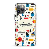Abstract Playful Bauhaus Style Shapes Colorful Custom Name Protective Phone Case Mobile Cover Durable Everyday Smartphone Shock Resistant