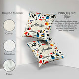 Custom Name Abstract Playful Bauhaus Shapes Colorful Seamless Square Filled Cushion Throw Pillow Sofa Bed Home Decor Zip Washable UK Made