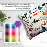 Custom Name Abstract Playful Bauhaus Shapes Colorful Seamless Square Filled Cushion Throw Pillow Sofa Bed Home Decor Zip Washable UK Made