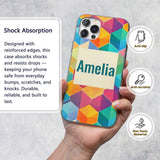 Abstract Colorful Hexagon Gradient Geometric Tile Custom Name Protective Phone Case Mobile Cover Durable Everyday Smartphone Shock Resistant