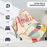Abstract Pastel Mosaic Irregular Geometric Shapes Modern Seamless  Personalised Custom Name Super Soft Fleece Blanket Bed Sofa Throw