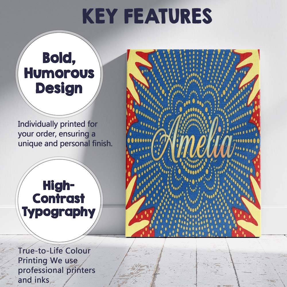 Personalised Name Abstract Firework Starburst Custom Unique Gift Idea Modern Room Accent Canvas Wall Art Print Decor Picture Ready to Hang