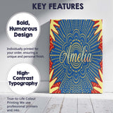 Personalised Name Abstract Firework Starburst Custom Unique Gift Idea Modern Room Accent Canvas Wall Art Print Decor Picture Ready to Hang