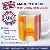 Personalized Custom Name Abstract Fluid Gradient Vertical Waves Warm Sunset Colors Seamless 11oz Ceramic Coffee Tea Mug White Large Handle