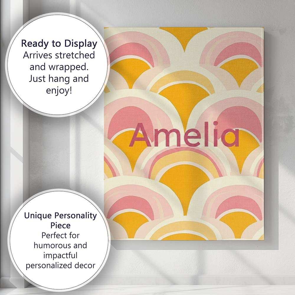 Personalised Name Abstract Deco Fan Custom  Stylish Home Interior Elegant Feature Canvas Wall Art Print Decor Picture Ready to Hang