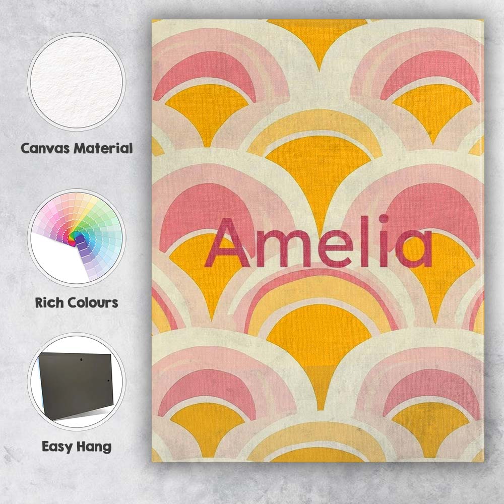 Personalised Name Abstract Deco Fan Custom  Stylish Home Interior Elegant Feature Canvas Wall Art Print Decor Picture Ready to Hang