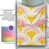 Abstract Art Deco Fan Shape Soft Pastel Seamless Pattern Name Cute  Personalised Custom Name Super Soft Fleece Blanket Bed Sofa Throw
