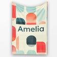 Abstract Minimal Capsule Shapes Mid Century Modern Seamless Pattern  Personalised Custom Name Super Soft Fleece Blanket Bed Sofa Throw