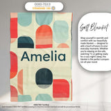 Abstract Minimal Capsule Shapes Mid Century Modern Seamless Pattern  Personalised Custom Name Super Soft Fleece Blanket Bed Sofa Throw