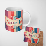 Personalized Custom Name Abstract Soft Gradient Capsule Forms Modern Artistic Seamless 11oz Ceramic Coffee Tea Mug White Large Handle