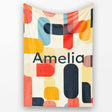 Abstract Mid Century Rounded Geometric Shape Soft Colors Seamless  Personalised Custom Name Super Soft Fleece Blanket Bed Sofa Throw