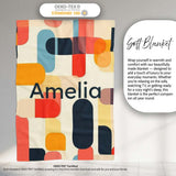 Abstract Mid Century Rounded Geometric Shape Soft Colors Seamless  Personalised Custom Name Super Soft Fleece Blanket Bed Sofa Throw