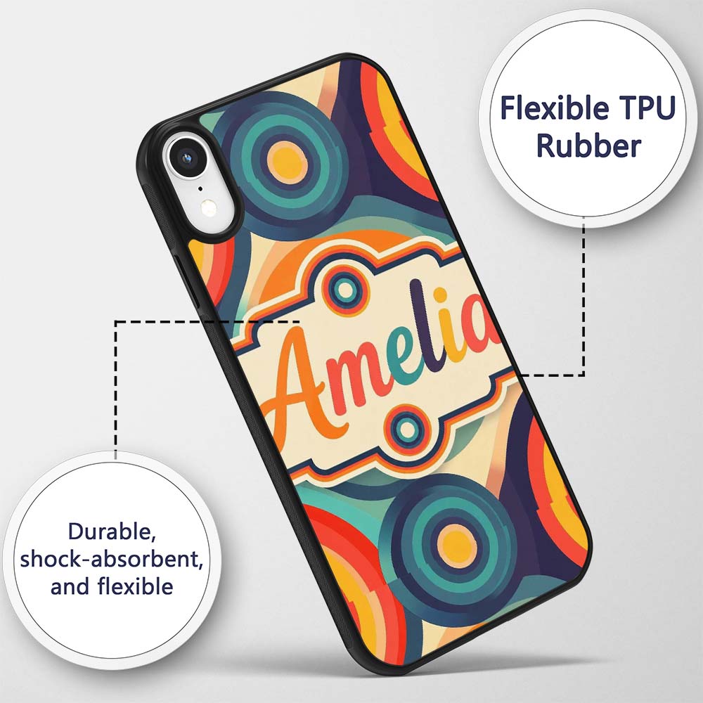 Abstract Concentric Circles Layered Rings Bold Custom Name Protective Phone Case Mobile Cover Durable Everyday Smartphone Shock Resistant