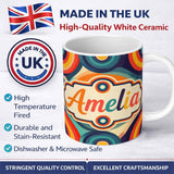 Personalized Custom Name Abstract Concentric Circles Layered Rings Bold Color Seamless 11oz Ceramic Coffee Tea Mug White Large Handle