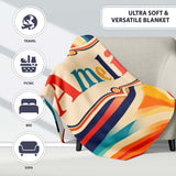 Abstract Wavy Layered Circular Lines Gradient Seamless Pattern Name  Personalised Custom Name Super Soft Fleece Blanket Bed Sofa Throw