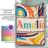Abstract Wavy Layered Circular Lines Gradient Seamless Pattern Name  Personalised Custom Name Super Soft Fleece Blanket Bed Sofa Throw