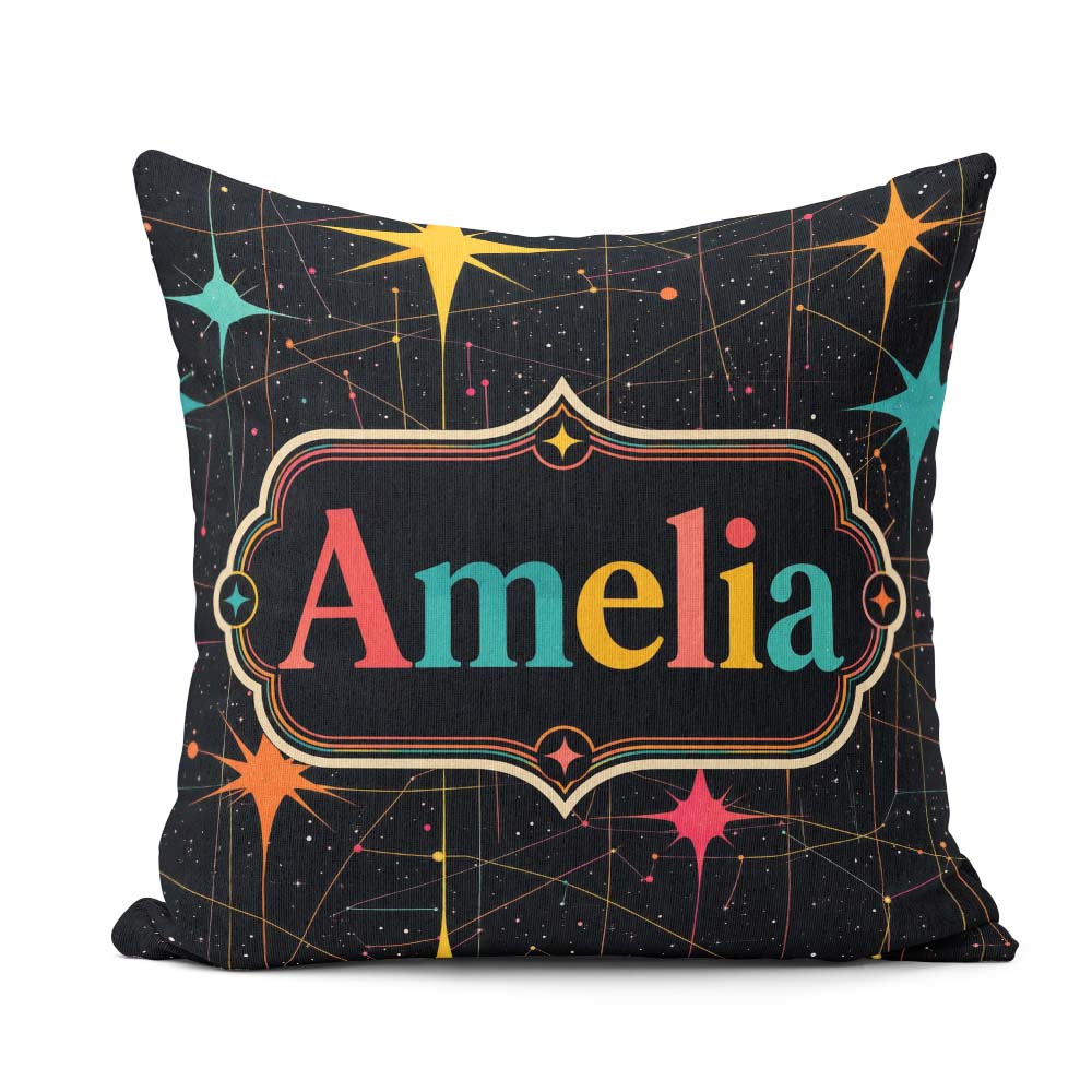 Custom Name Abstract Night Sky Lines Atomic Mid Century Seamless Square Filled Cushion Throw Pillow Sofa Bed Home Decor Zip Washable UK Made