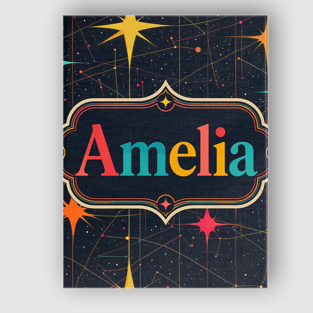 Personalised Name Abstract Night Sky Custom Premium Decorative Design Modern Room Accent Canvas Wall Art Print Decor Picture Ready to Hang