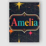 Personalised Name Abstract Night Sky Custom Premium Decorative Design Modern Room Accent Canvas Wall Art Print Decor Picture Ready to Hang